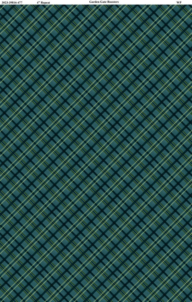 Garden Gate Roosters Plaid