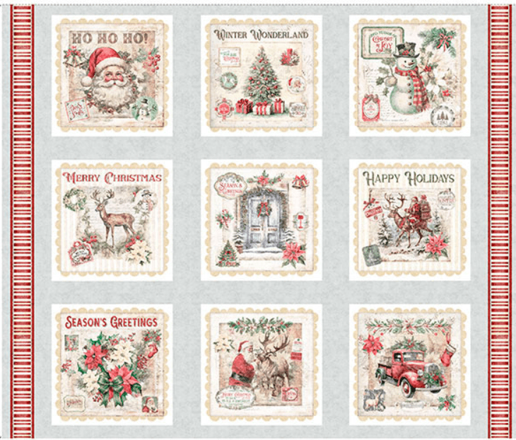 Holly Jolly Christmas Ephemera 37" Panel