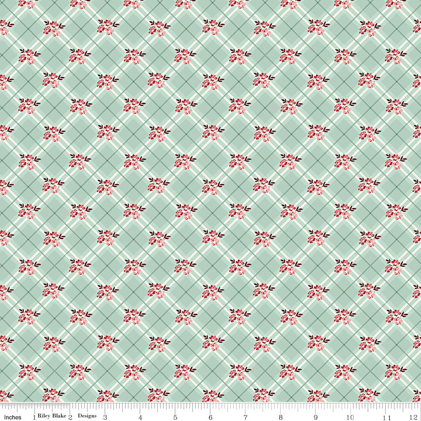 Love You Always Floral Plaid Mist