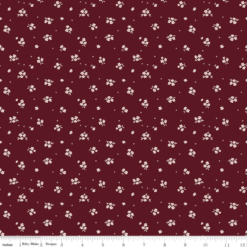 Love You Always Ditsy Maroon