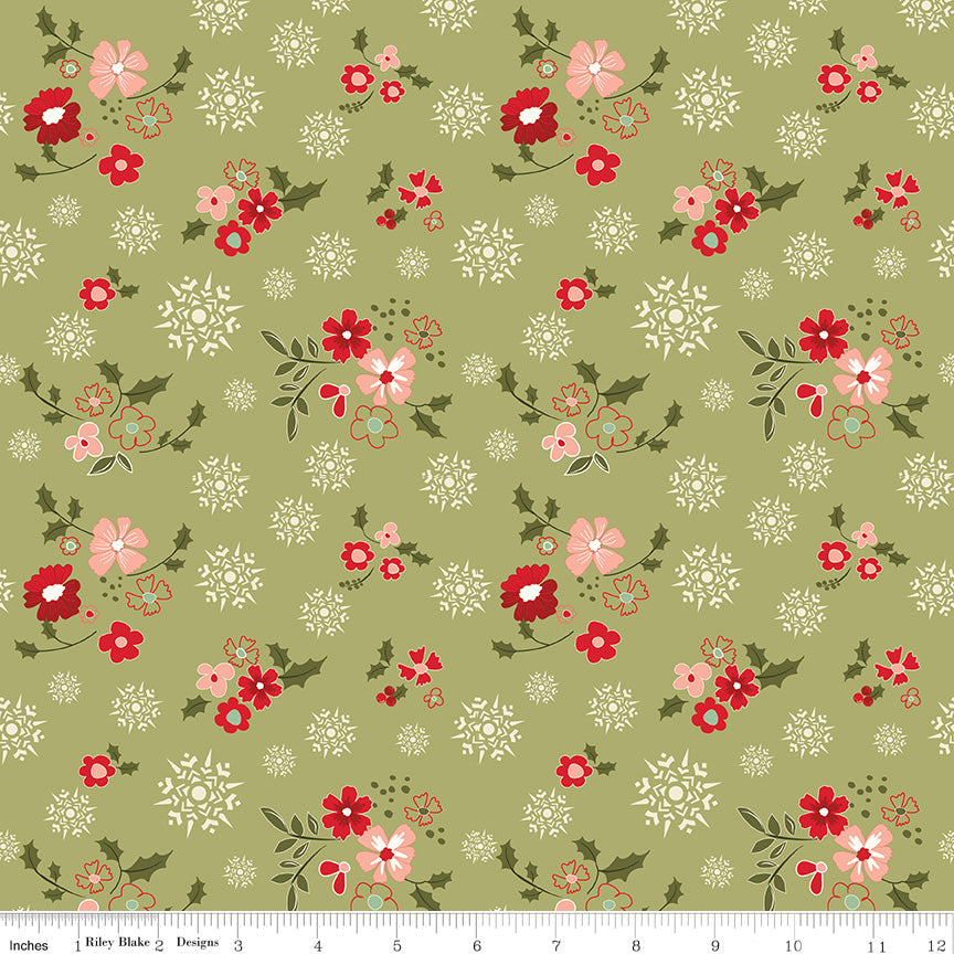 Glisten Winter Flowers Olive