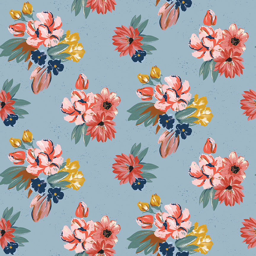 Wild Rose Floral Blue