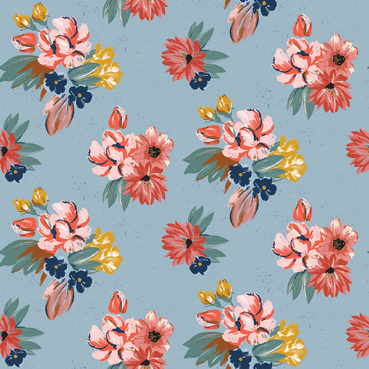 Wild Rose Floral Blue