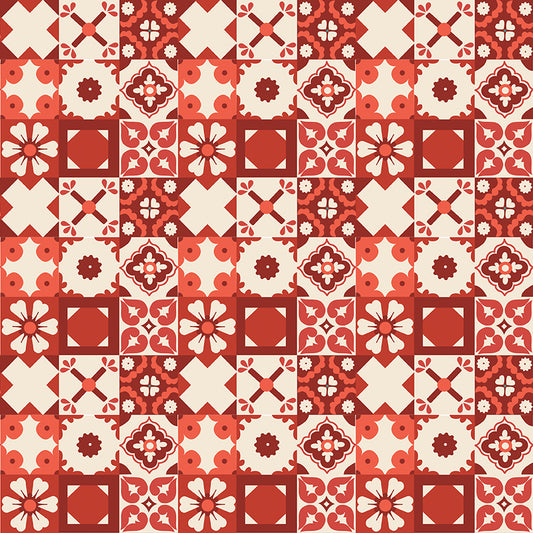 Wild Rose Tiles Red