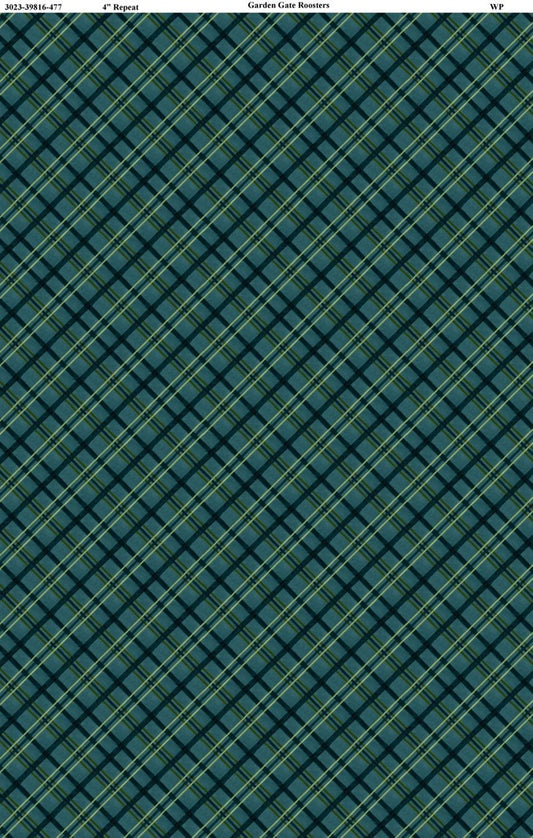 Garden Gate Roosters Plaid