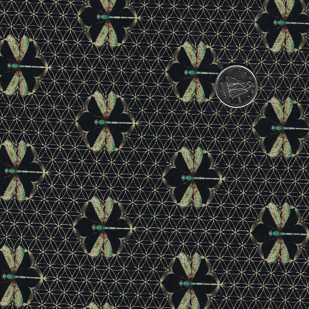 Water Lilies Dragon Grid Black