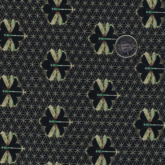 Water Lilies Dragon Grid Black
