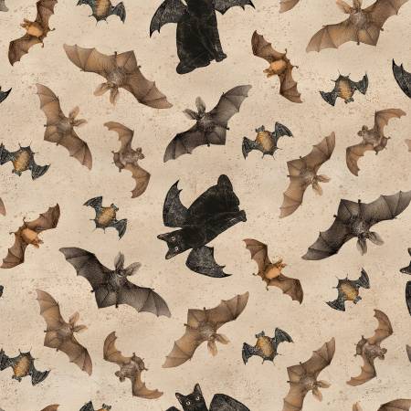 Gothic Halloween Bats & Cats Khaki