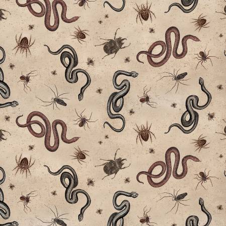 Gothic Halloween Snakes & Bugs Khaki