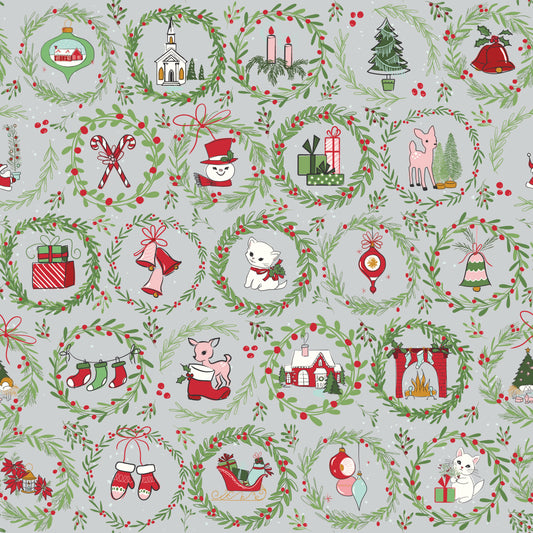 Mistletoe & Holly Wreaths Silver