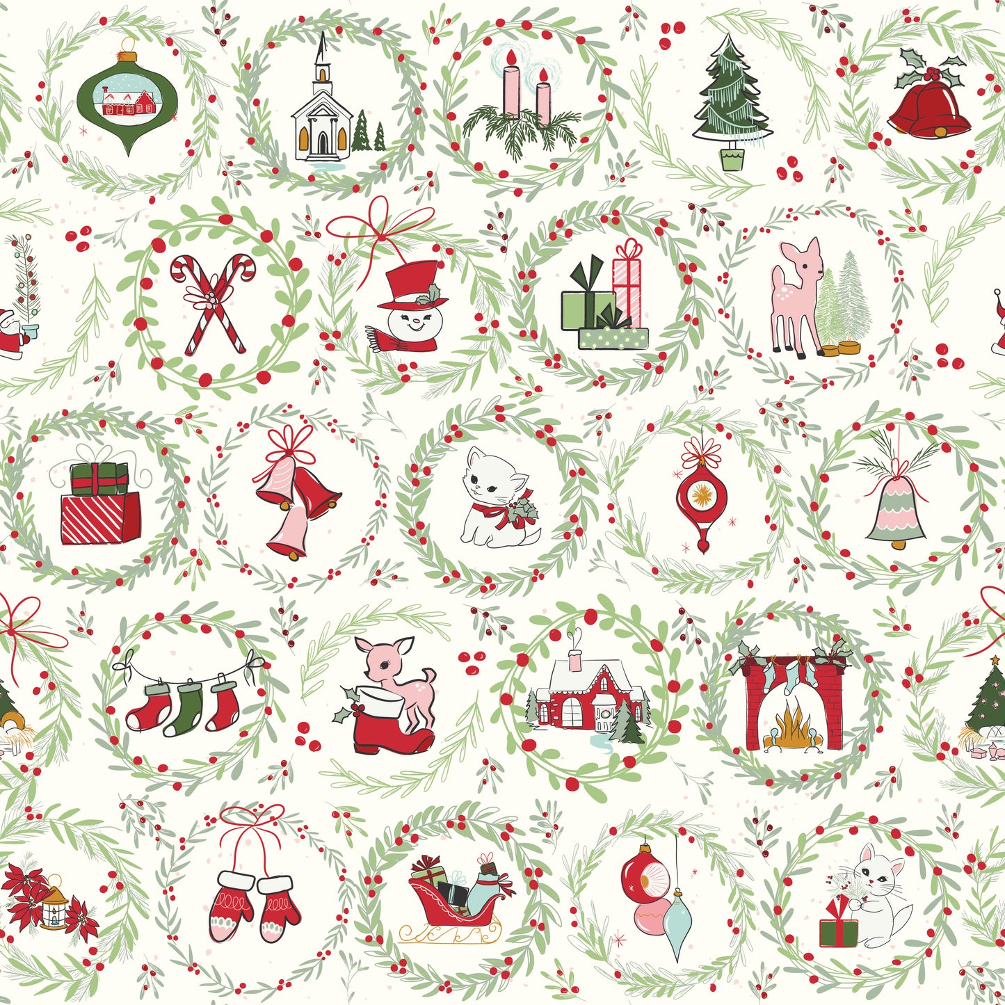 Mistletoe & Holly Wreaths Cloud