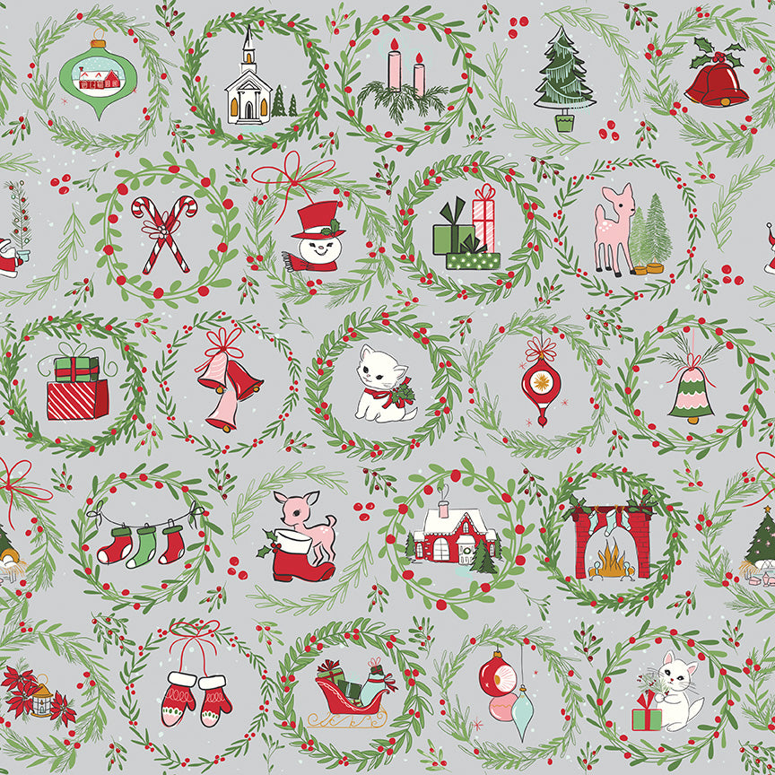 Mistletoe & Holly Wreaths Silver
