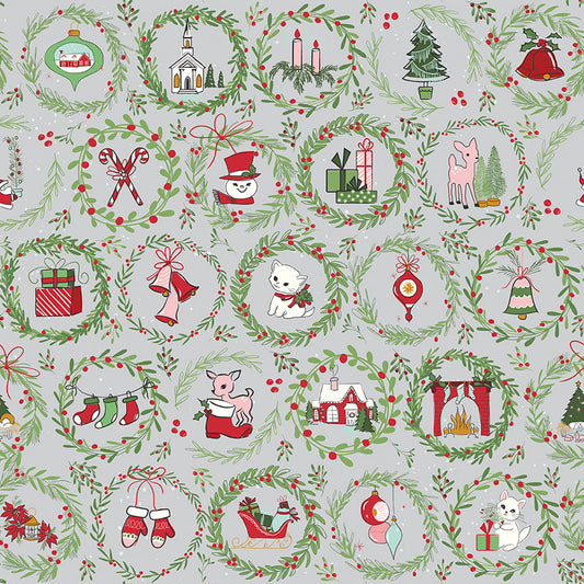 Mistletoe & Holly Wreaths Silver