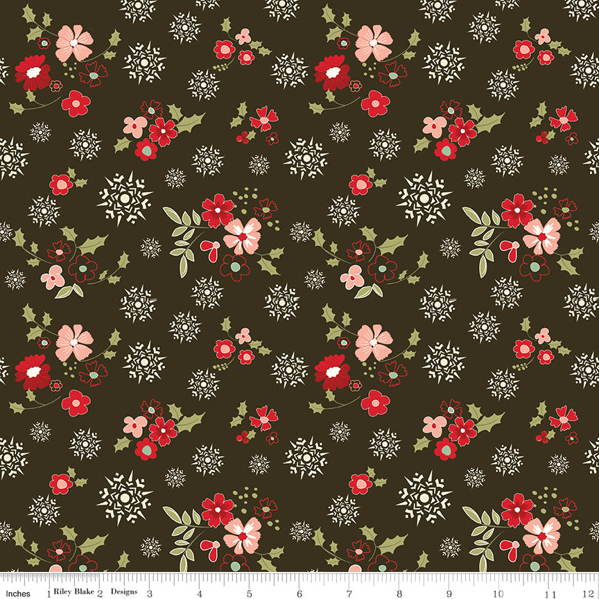 Glisten Winter Flowers Mocha
