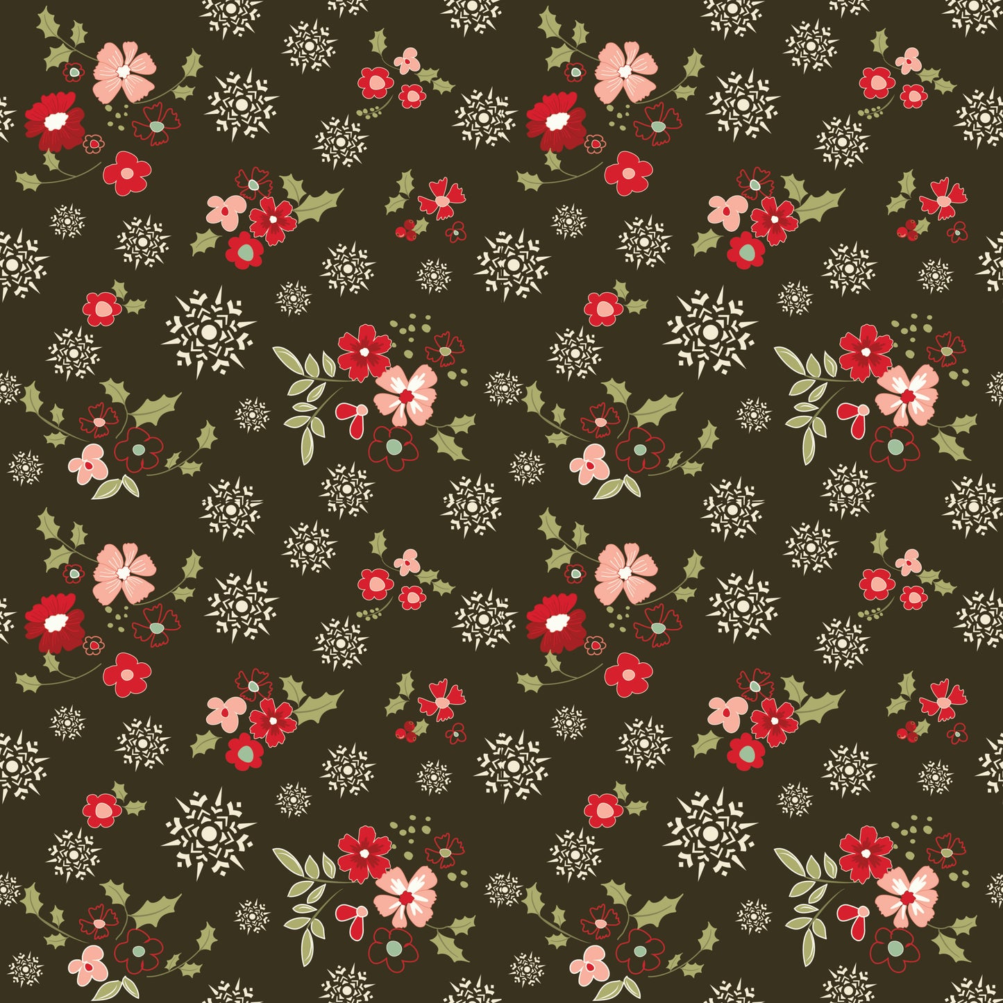 Glisten Winter Flowers Mocha